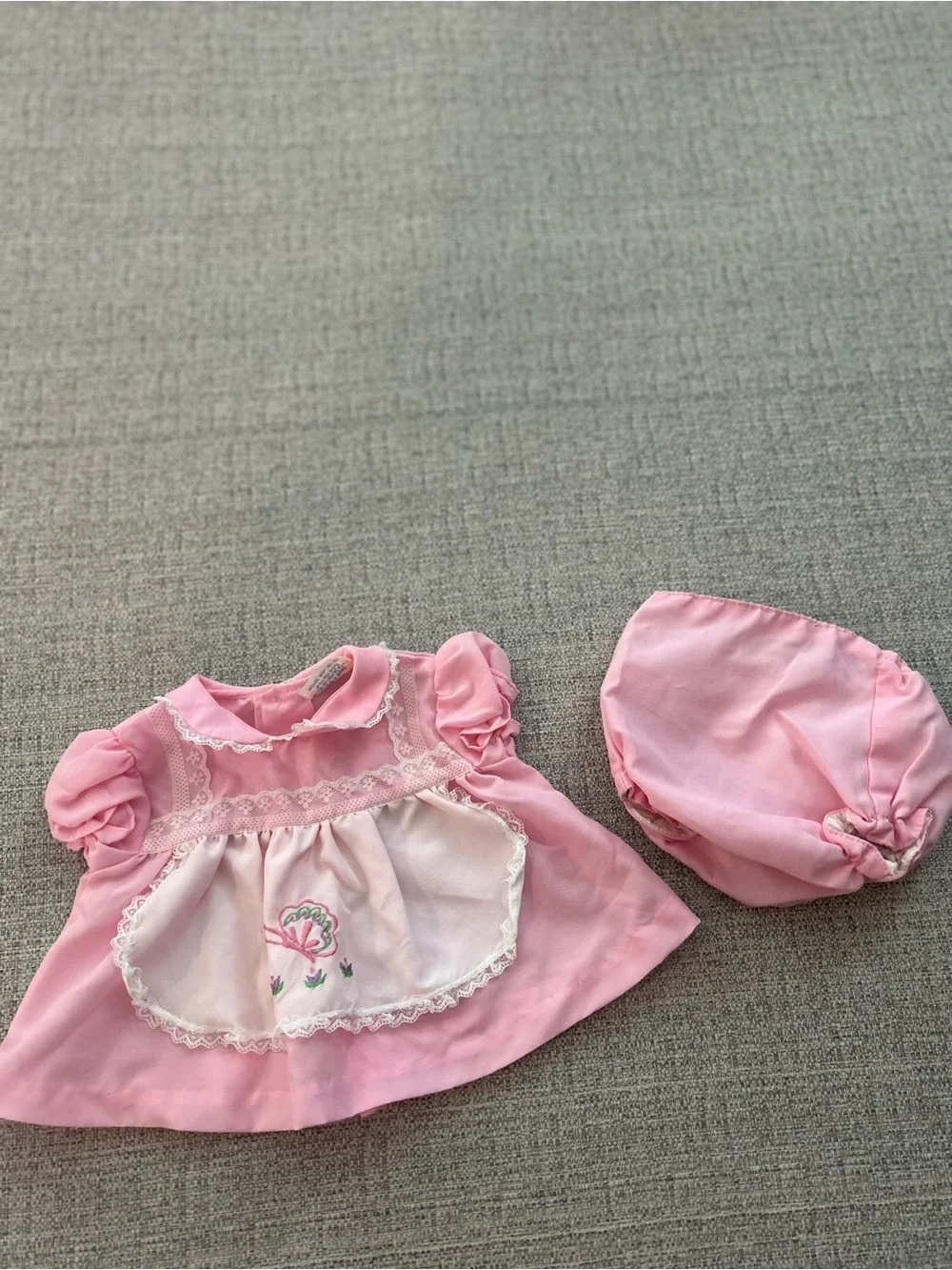 Catton Candy Pastel Pink Dress with Lace Trim with bloomers . Size 0-3M